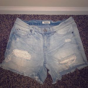 Mudd Destructed Crochet Pocket Jean Shorts